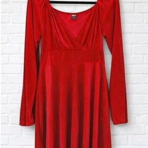 SHEIN Vibrant Red Long Sleeve Dress